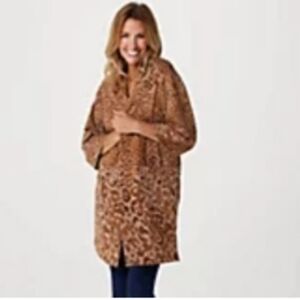 Leopard Print Knit Jacket Duster NWOT Size Small